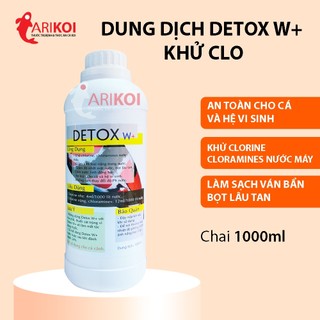 Detox W+ dung dịch khử clo nước máy nuôi cá, giảm kim loại nặng, làm trong nước bể cá Koi dung chai 1000ml