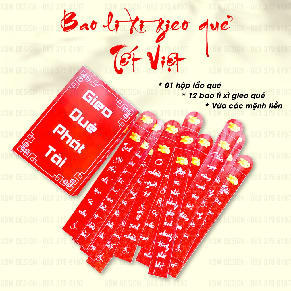 💥 SET 12 BAO LÌ XÌ GIEO QUẺ 💥 PHÁT TÀI - TẾT 2023 💥 LẮC LẮC NHẬN LÌ XÌ