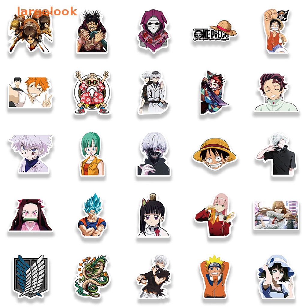 [largelook] 50PCS Classical Anime Graffiti Stickers For Laptop Skateboard Decal Stickers