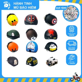 Mũ Bảo Hiểm Nửa Đầu CAMRY Hoạ Tiết Hoạt Hình Cute Không Gây Nặng Đầu Kèm Kính Phi Công Bảo Hành 12 Tháng