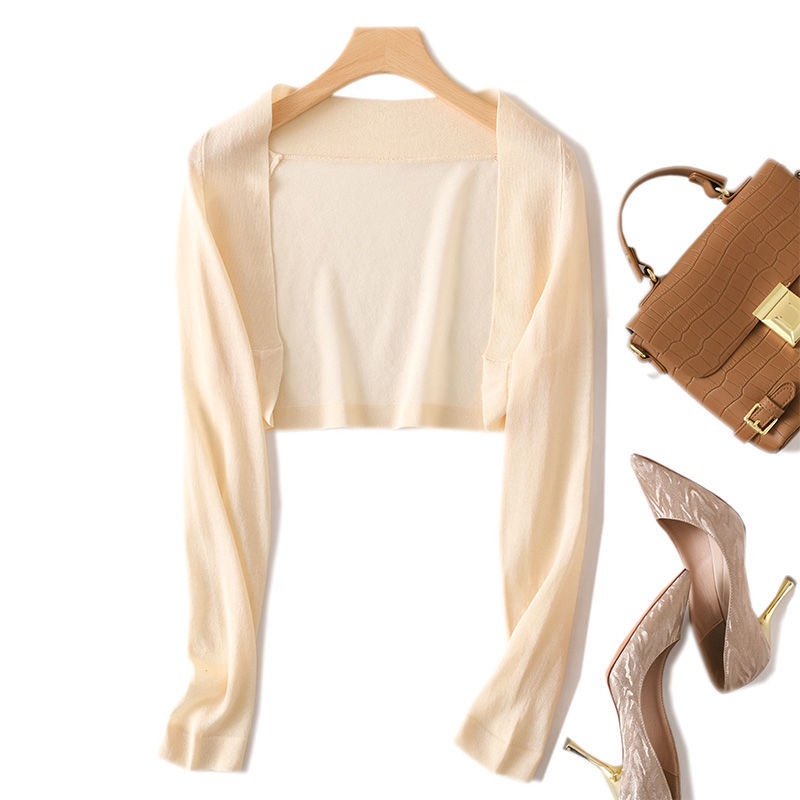 Áo Khoác Cardigan Tay Dài Chống Nắng Tia UV Phong Cách Pháp