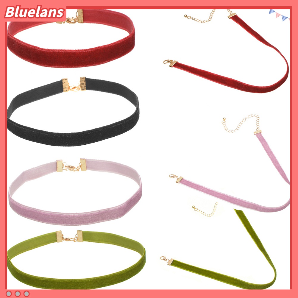 Vòng Cổ Choker Bằng Nhung Mềm Màu Trơn 48h Phong Cách Gothic Dành Cho Nữ