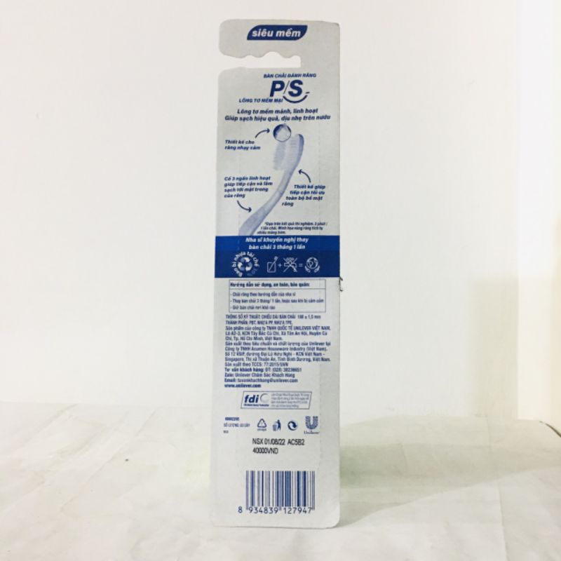 Bàn chải đánh răng P/S siêu mềm bộ 3 cây