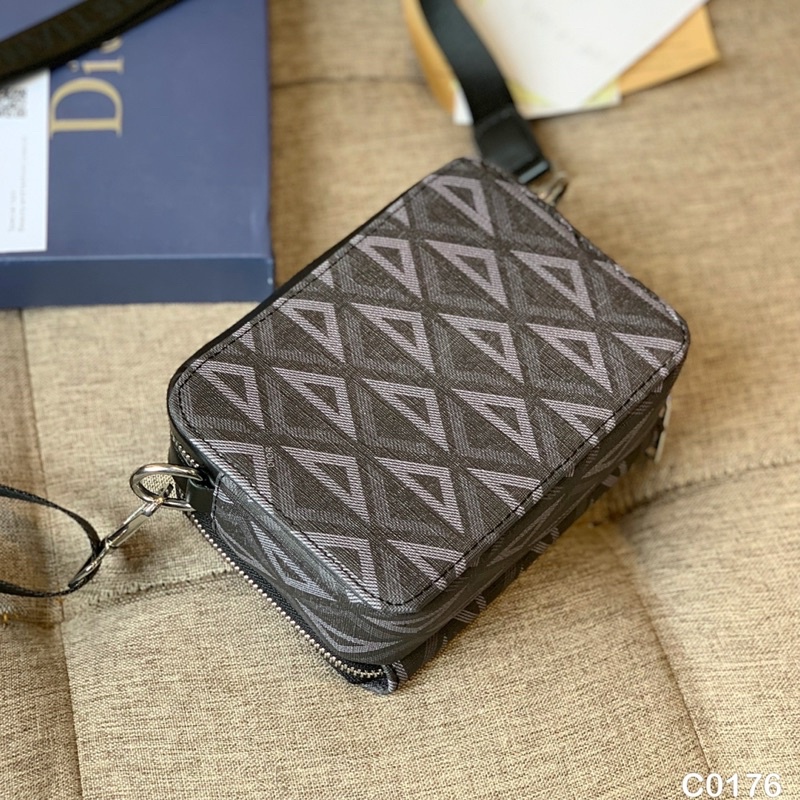 Túi hộp Dio.rrz mini vân chéo quả trám-Da thật nhập khẩu💥HÀNG 1:1💥Túi Dio.rr. đeo chéo vai-2 khoá FULLBOX
