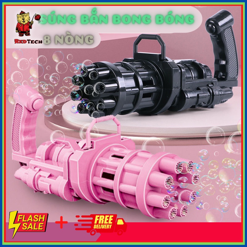 Súng Bắn Bong Bóng Xà Phòng 8 Nòng Siêu Mạnh, Siêu Ngầu Cho Bé REDTECH.