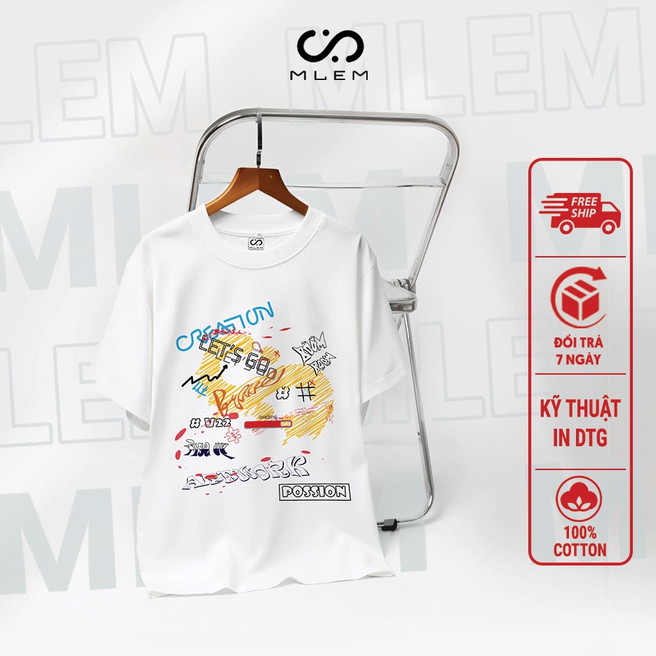 Áo Thun Cổ Tròn Unisex Nam Nữ Tay Lỡ MLEM Artwork 100% Cotton Cao Cấp Áo Phông Form Rộng Chất Mát Vải Dày