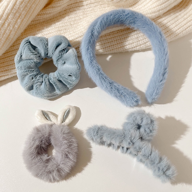 Dây Cột Tóc Scrunchies Bằng Vải Bông Mềm Hình Thỏ Dễ Thương Phong Cách Hàn Quốc Cho Nữ