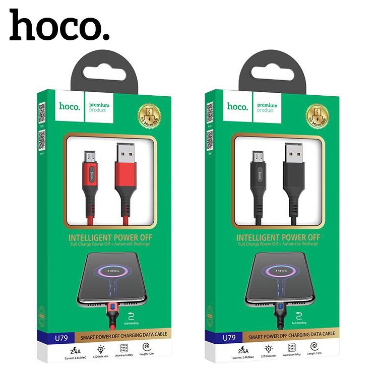 Cáp sạc tự ngắt Hoco U79, Sạc nhanh tự ngắt khi đầy pin - Bảo hành 03 tháng