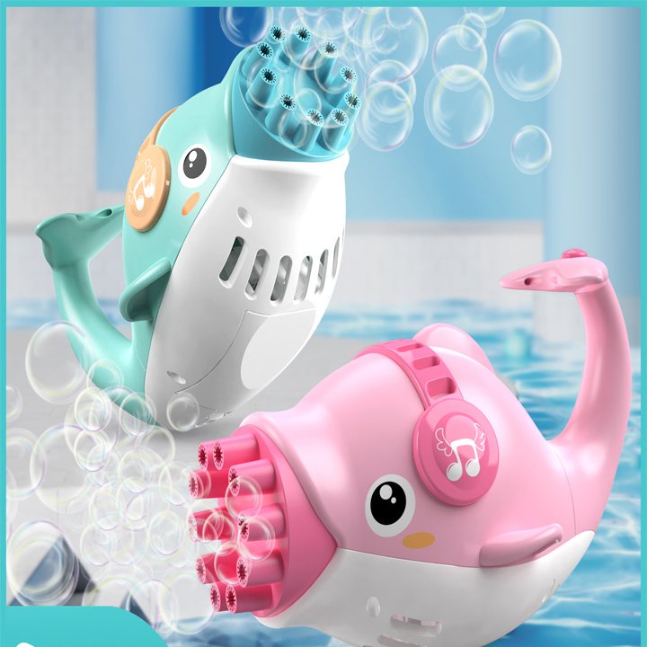Máy bắn bong bóng cá heo 10 nòng cho bé - Máy máy phun thổi bong bóng xà phòng hình cá heo
