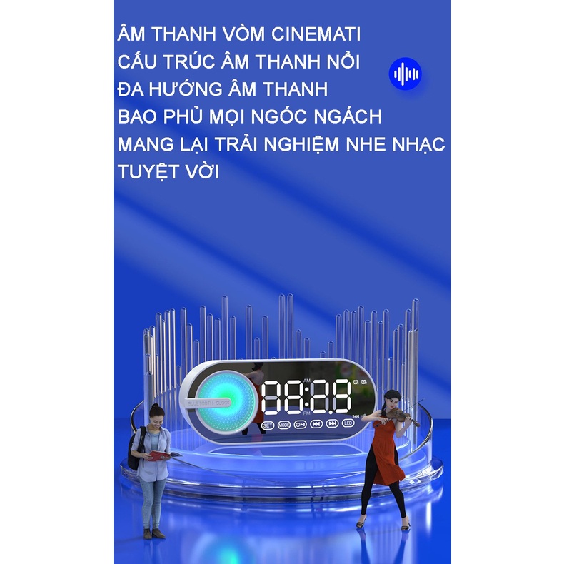 Loa bluetooth mini G30, kiêm đồng hồ báo thức ,nghe đài FM, màn hình tráng gương hiển thị đèn led - BH 1 đổi 1