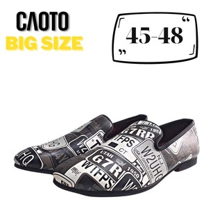 Giày tây lười da báo trắng đen thời trang - giày tây nam big size 45 46 47 48