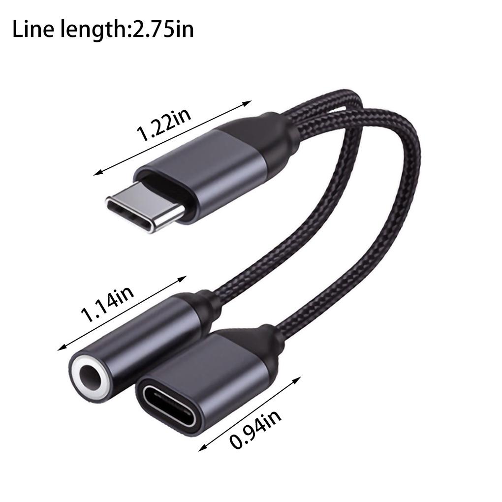 Bộ Chia Cổng Sạc USB Type C Sang 3 5mm 2 Trong 1 Tiện Dụng