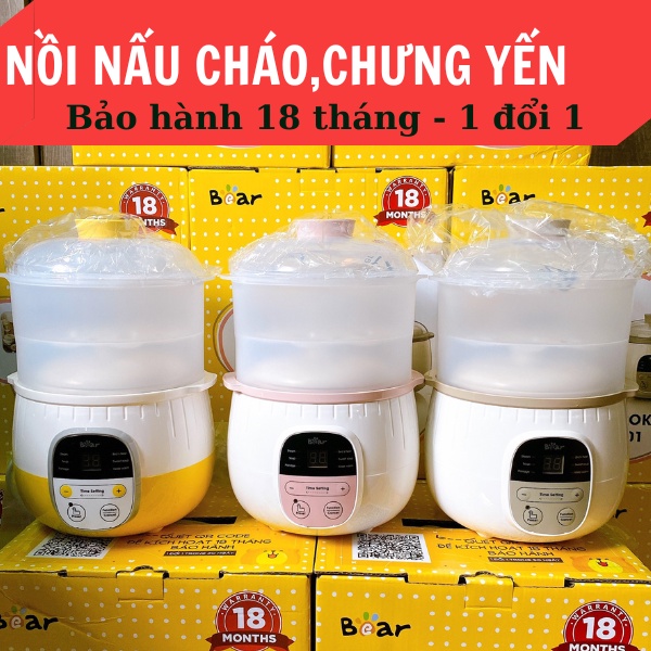 NỒI NẤU CHÁO,CHƯNG YẾN, HẦM NINH 🍀BẢN QUỐC TẾ 🍀 0.8L CHÍNH HÃNG BEAR BH 18 THÁNG