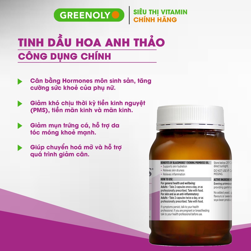 Tinh Dầu Hoa Anh Thảo Blackmores Evening Primrose Oil