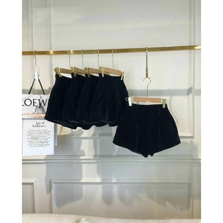 Quần short nhung, quần đùi nhung cạp cao thu đông