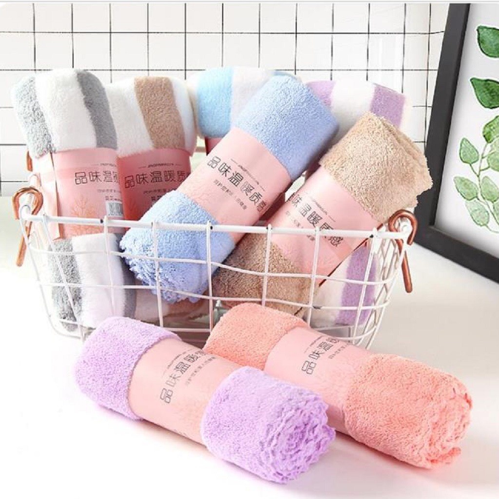 Khăn mặt xuất Hàn 50x30 lông cừu mềm mại, an toàn cho da