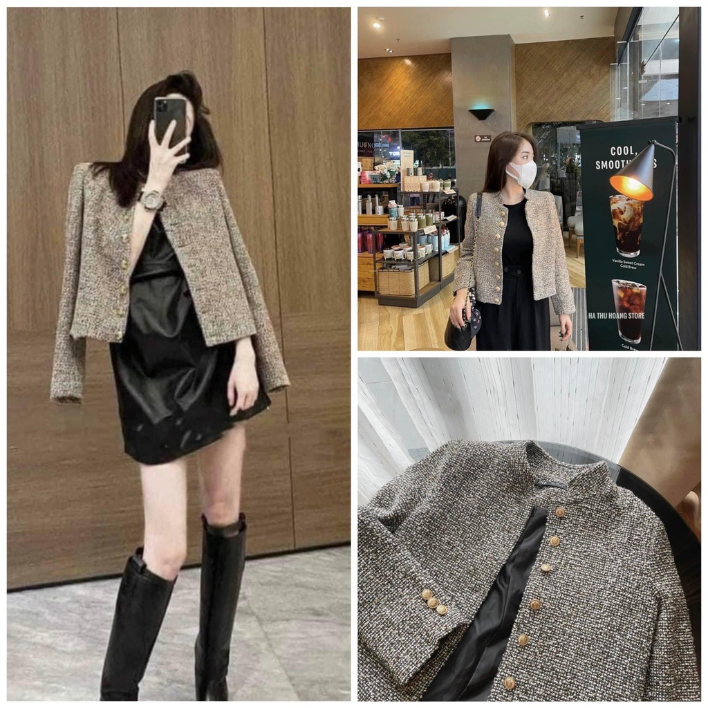 Áo khoác nữ dạ tiêu chất liệu dày dặn chuẩn form phong cách tiểu thư - X02