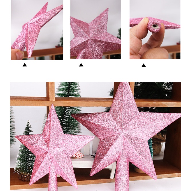 Ngôi Sao Đỉnh Nhũ Kim Tuyến SD01 Trang trí Cây Thông, Trang Trí Noel Giáng Sinh