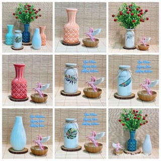 Lọ hoa gốm sứ cao 14 - 18 cm thắt nơ dễ thương