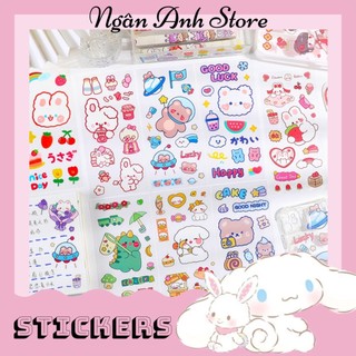 Lẻ 1 tấm sticker trong suốt hình hoạt hình đáng yêu