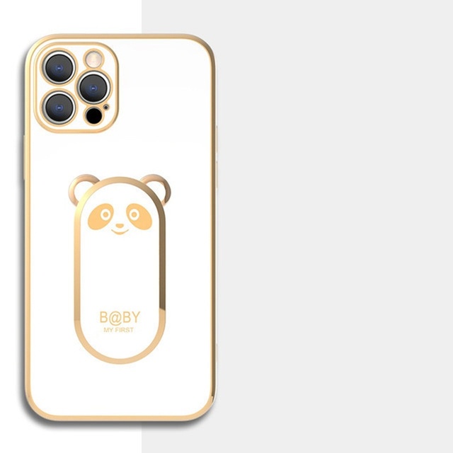 Ốp Điện Thoại Dẻo Họa Tiết Gấu Vuông Kèm Giá Đỡ Đứng Sang Trọng Cho iPhone 6 7 Plus X XS MAX 11 1