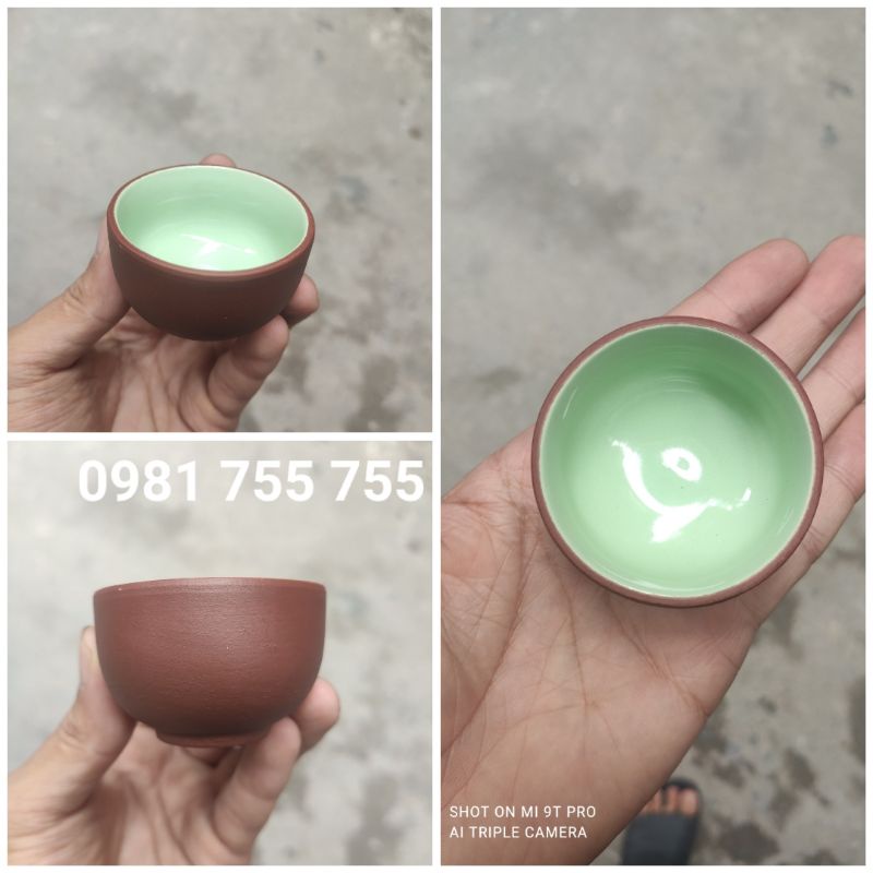 Chén Lòng Xanh đất nung Bát Tràng_Chén uống trà