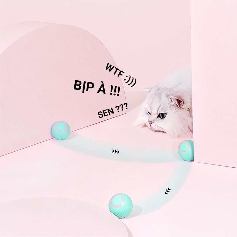 Bóng đồ chơi thú cưng cho chó, mèo tự động lăn có đèn led phát sáng thu hút đuổi bắt