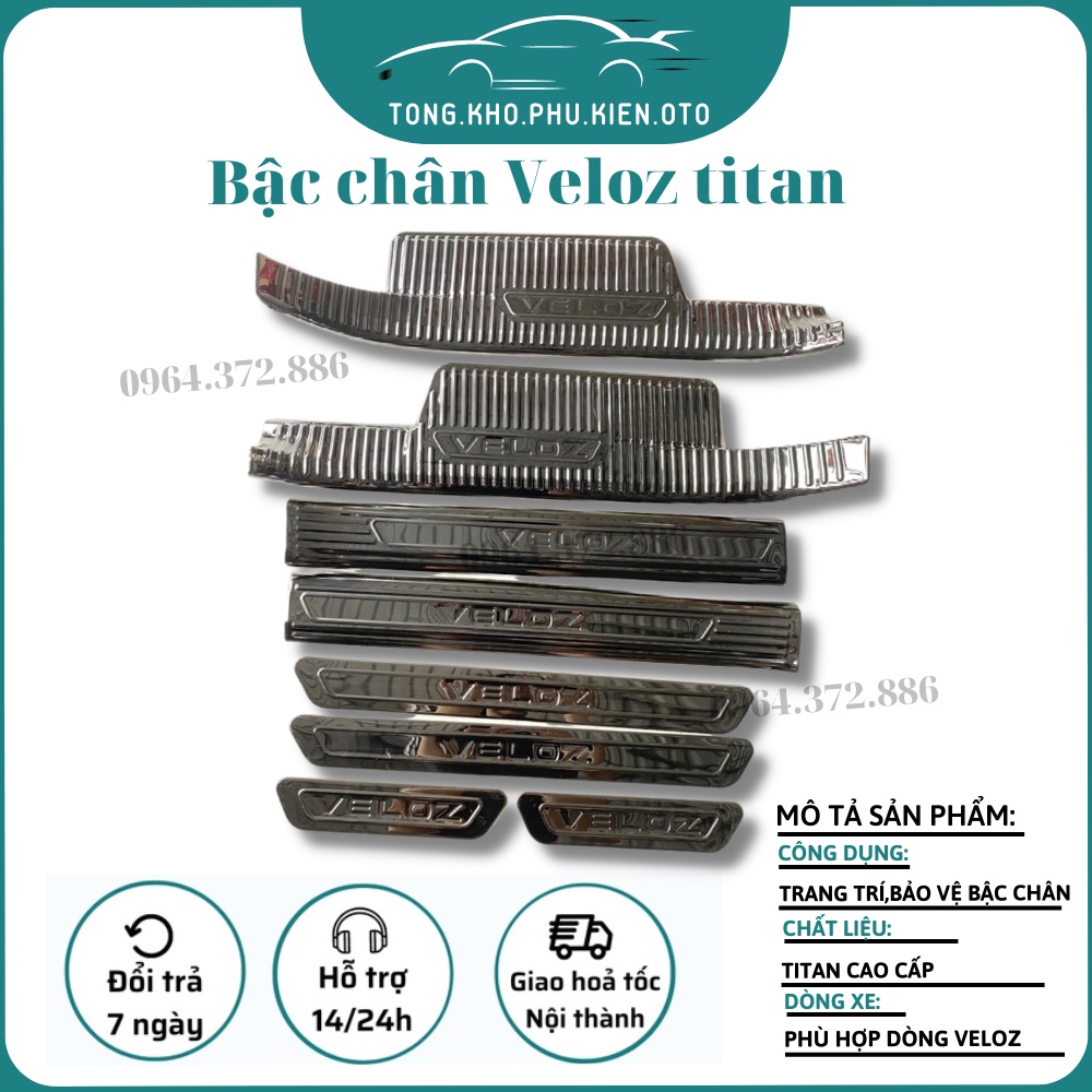 Ốp bậc cửa, nẹp bước chân xe Toyota Veloz 2022 2023 Mẫu Titan Cao Cấp cao cấp- tặng kèm keo 3M