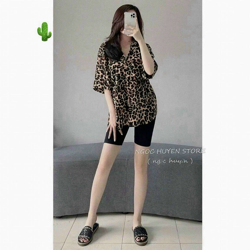 Áo Sơ Mi Da Beo Cổ Bẻ Gài Nút Ngắn Tay Siêu Xinh TTPK0516