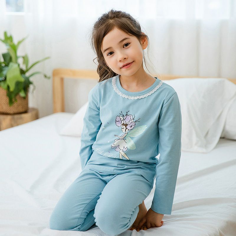 Set bộ quần áo dài tay bé gái thu đông chất cotton Belalu
