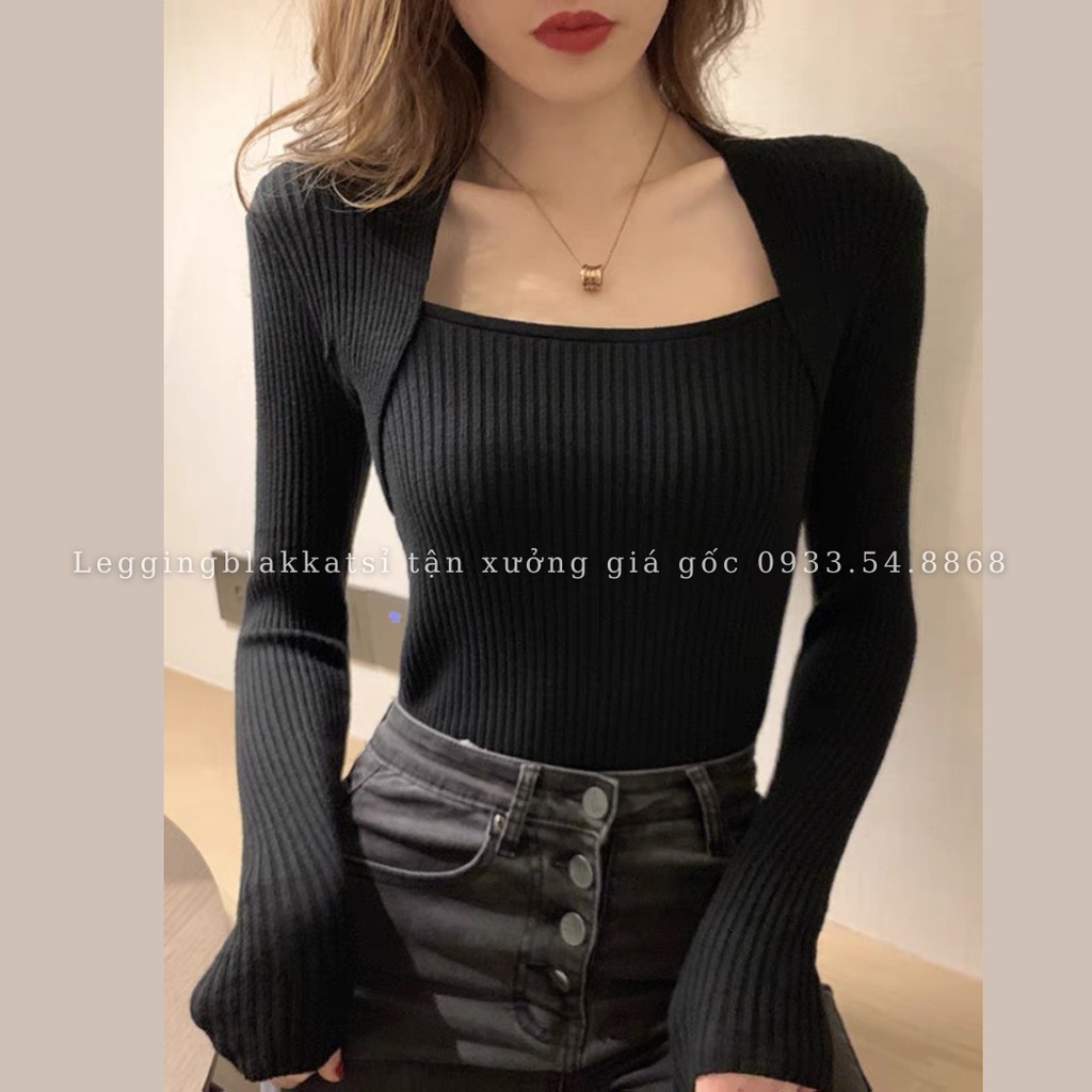 Áo len Tăm dệt kim cổ vuông dài tay 3429