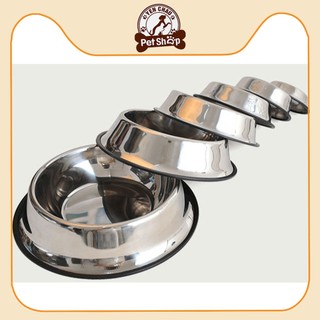 Bát khay inox đế cao su đựng thức ăn nước uống cho chó mèo Petshop Yến Châu
