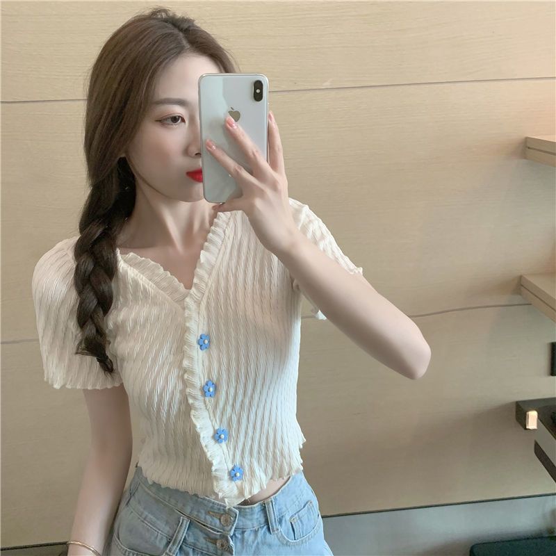 Áo Thun Dệt Kim Tay Ngắn Phong Cách Hàn Quốc Thời Trang Mùa Hè Cho Nữ JH-TX-316