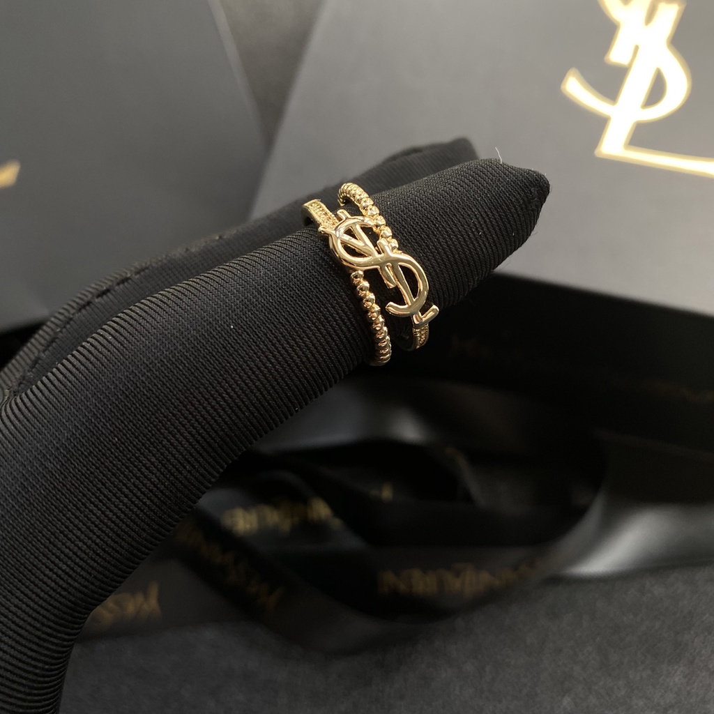 Ysl Nhẫn Mạ Vàng 925 Cincin Thiết Kế Đơn Giản Phong Cách Hàn Quốc Cho Cặp Đôi