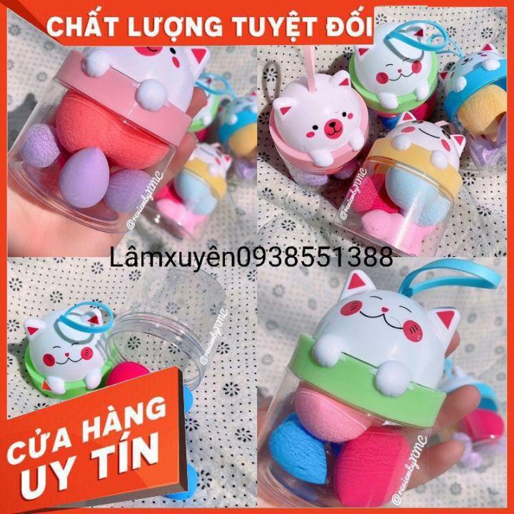 Bông mút hũ hồ lô   bông phấn mềm mịn, dễ tán không vón cục