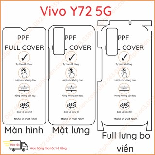 Dán PPF Vivo Y72 5G loại nhám, bóng dành cho màn hình, mặt lưng, full lưng bo viền