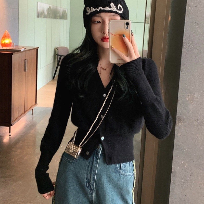 Áo Cardigan Dệt Kim Cổ Chữ V Thiết Kế Mới Ngọt Ngào Thời Trang Dành Cho Nữ