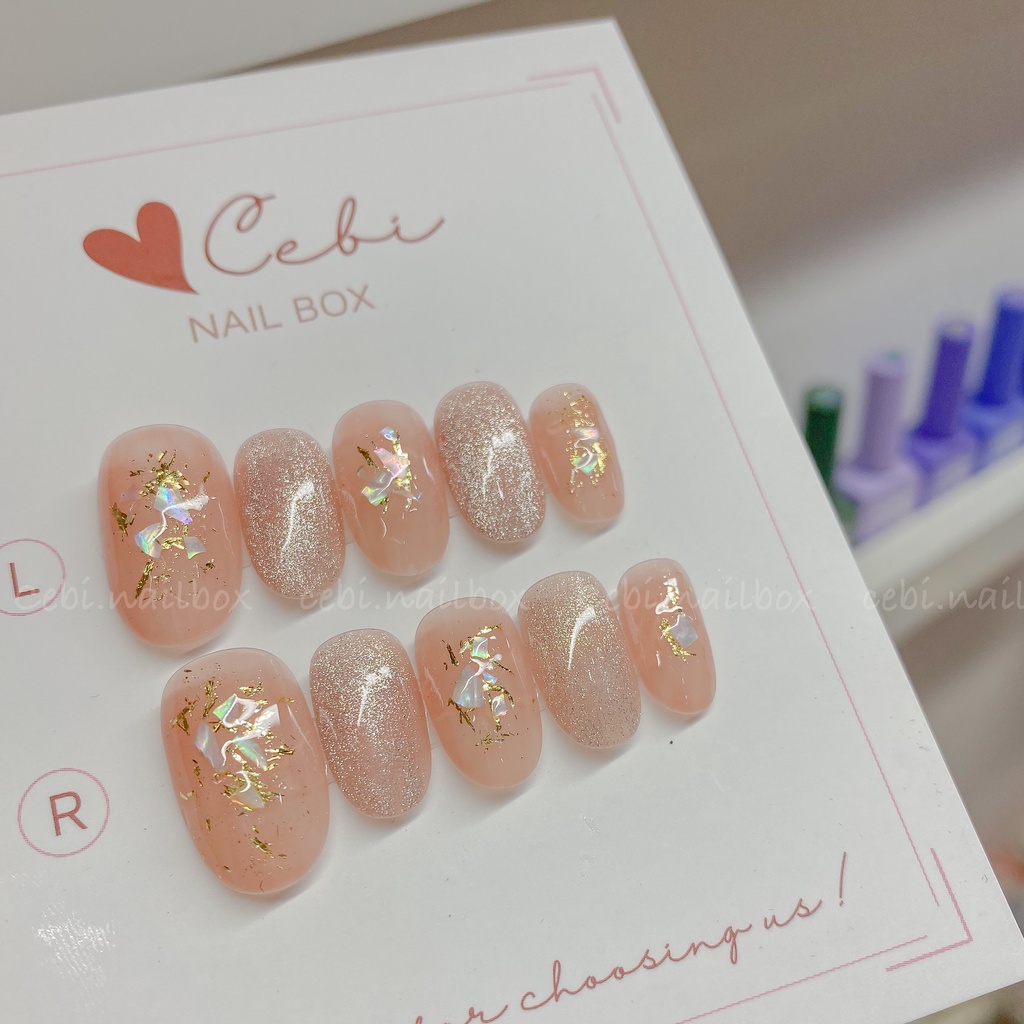Móng úp thiết kế c130 hồng ẩn xà cừ cebi.nailbox