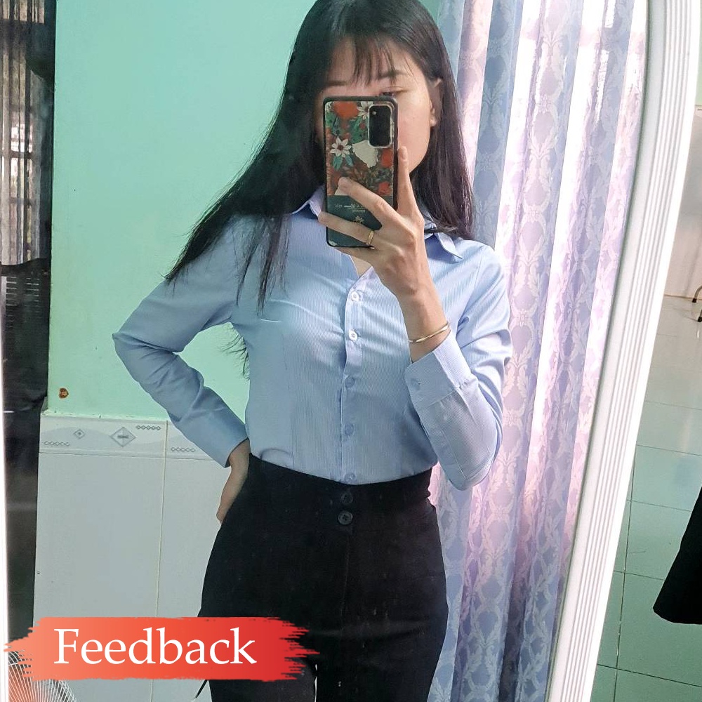 Áo Sơ Mi Nữ Công Sở Cao Cấp KIM CHIU Form Mai An Màu Xanh Biển Tay Dài Vải Kate Ý Đẹp, Ít Nhăn, Giãn Nhẹ. SMTD01