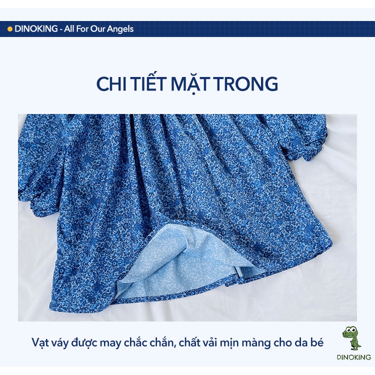 Váy thu đông cho bé gái DINOKING Váy hoa tay phồng cho bé phong cách Hàn Quốc dễ thương mùa thu 2022 2-8 tuổi VA15