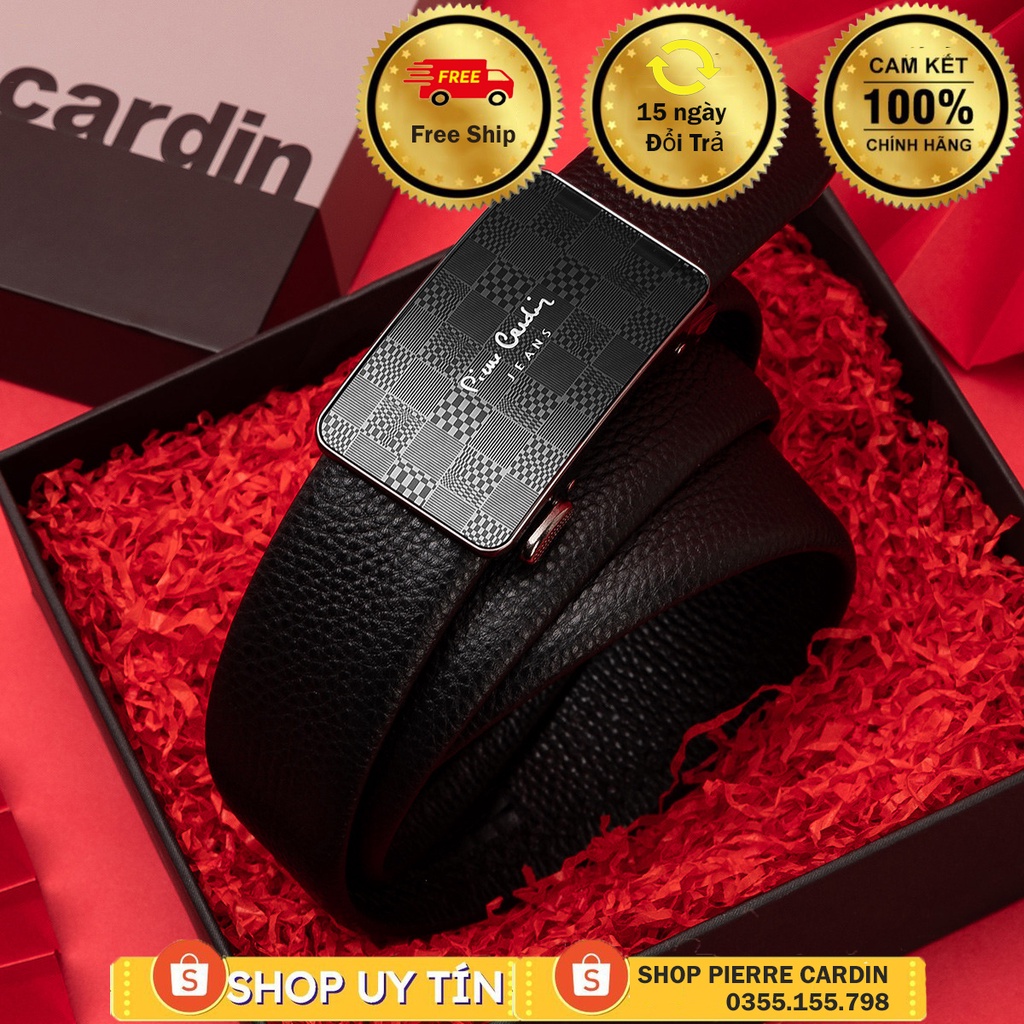 thắt lưng Pierre cardin chính hãng kính kẻ vân, hộp gỗ cao cấp