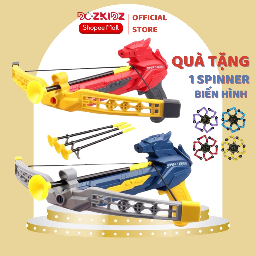 Cung tên đồ chơi cho bé có đèn chiếu, thiết kế nhựa ABS cao cấp gồm 3 mũi tên bắn cung và 1 bia - Dozkidz