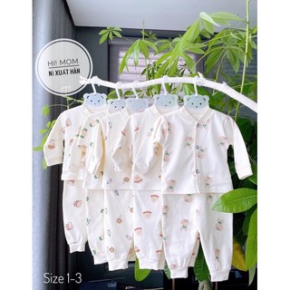 Bộ sơ sinh nỉ cotton đẹp cúc giữa