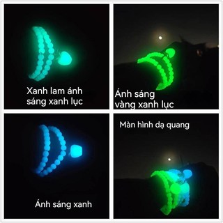 Bán chạy vòng tay phát sáng 6MM vòng tròn đôi Mặt dây chuyền trái cây Giáng sinh cặp đôi sinh viên đá phát sáng hai màu vòng tay quà tặng