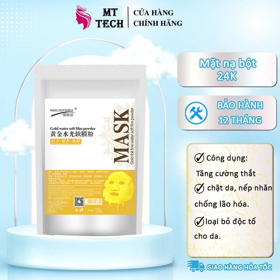 Mặt Nạ Colagen Vàng 24K, Bột Nạ Dẻo Đắp Mặt Nạ Trắng Da Đẹp Da Min Da Triết Xuất Từ Thiên Nhiên.