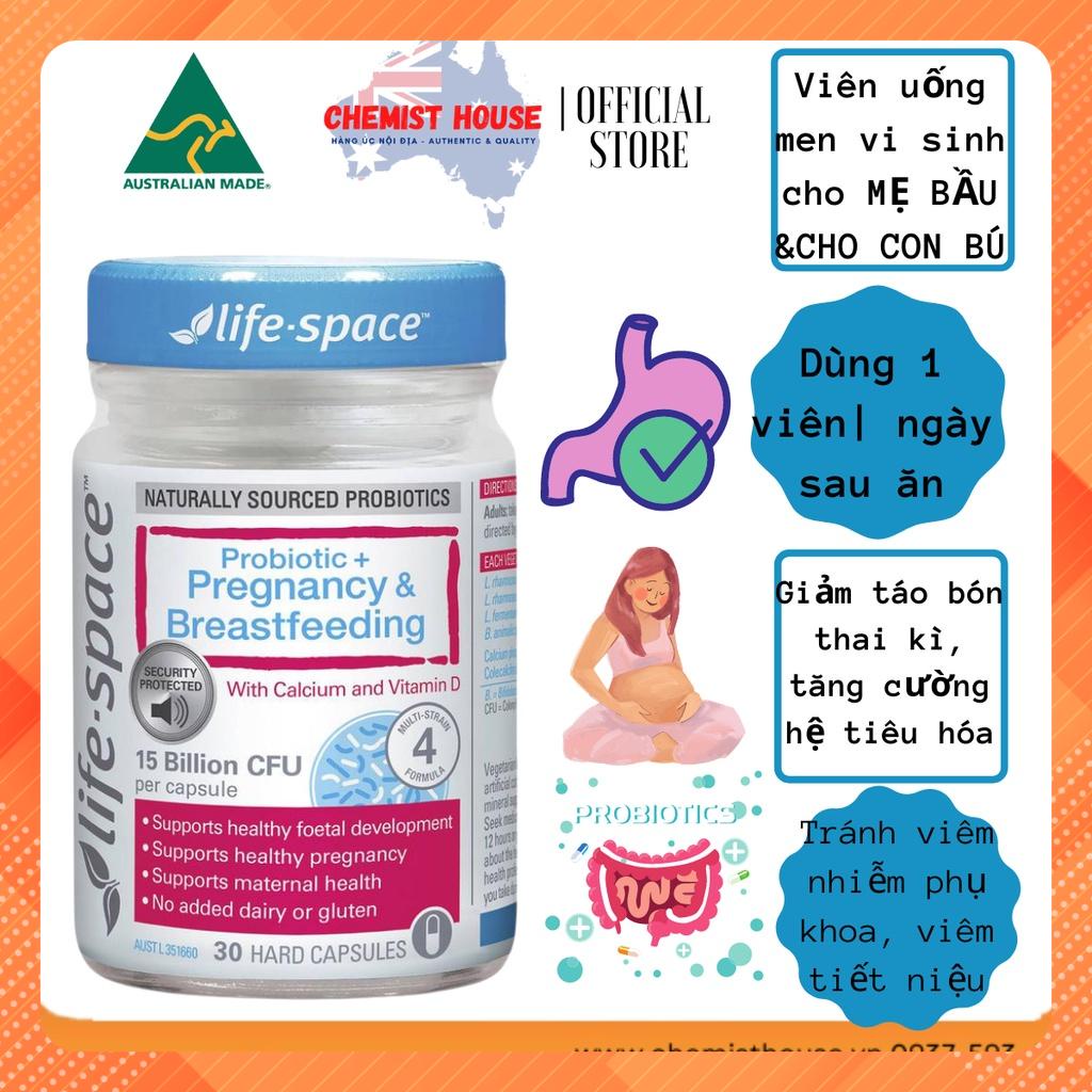 Hàng Chuẩn Úc Men vi sinh ngừa táo bón cho bà bầu Life Space Probiotic for