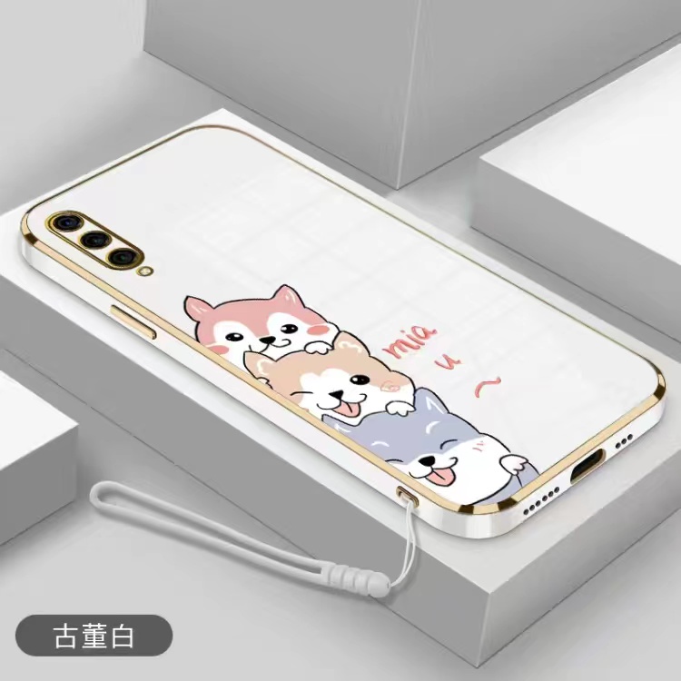 Vỏ OPPO Reno 8 4G Reno 8 5G A57 4G 2022 A16 4G A76 Reno 7 4G A55 4G A96 Reno 8 Pro 5G A16K Reno 8Z 5G A16e Cạnh thẳng 90 ° Mạ điện Hoạt hình Vỏ điện thoại Shiba Inu