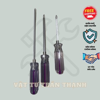 Tuốc nơ vít, tua vít 2 đầu cán trong suốt đổi đầu bake +, dẹp - cao cấp 6x100mm, 6x150mm, 6x200mm