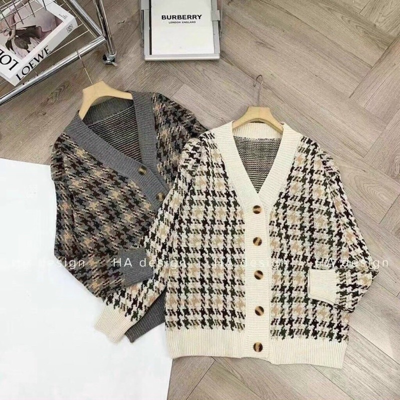 cardigan len thổ cẩm phối cúc quảng châu cao cấp chuẩn hàng loại 1 len dày bịch đầu mùa xinh xỉu