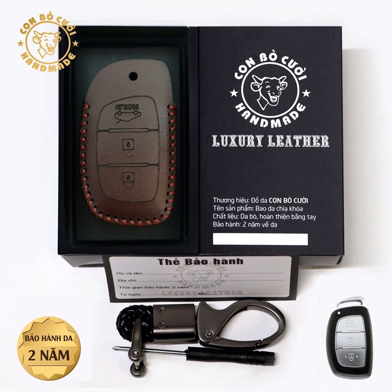 Bao Da Hyundai  Da Bò Nhập Khẩu Italia, Bảo Hành 2 năm, Khắc Tên + Số ĐT Chủ Xe